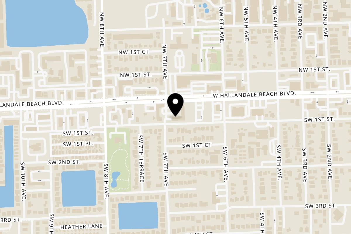 Map showing the location of THE KRAZY VEGAN on 645 W Hallandale Beach Blvd Suite 111 in Hallandale Beach